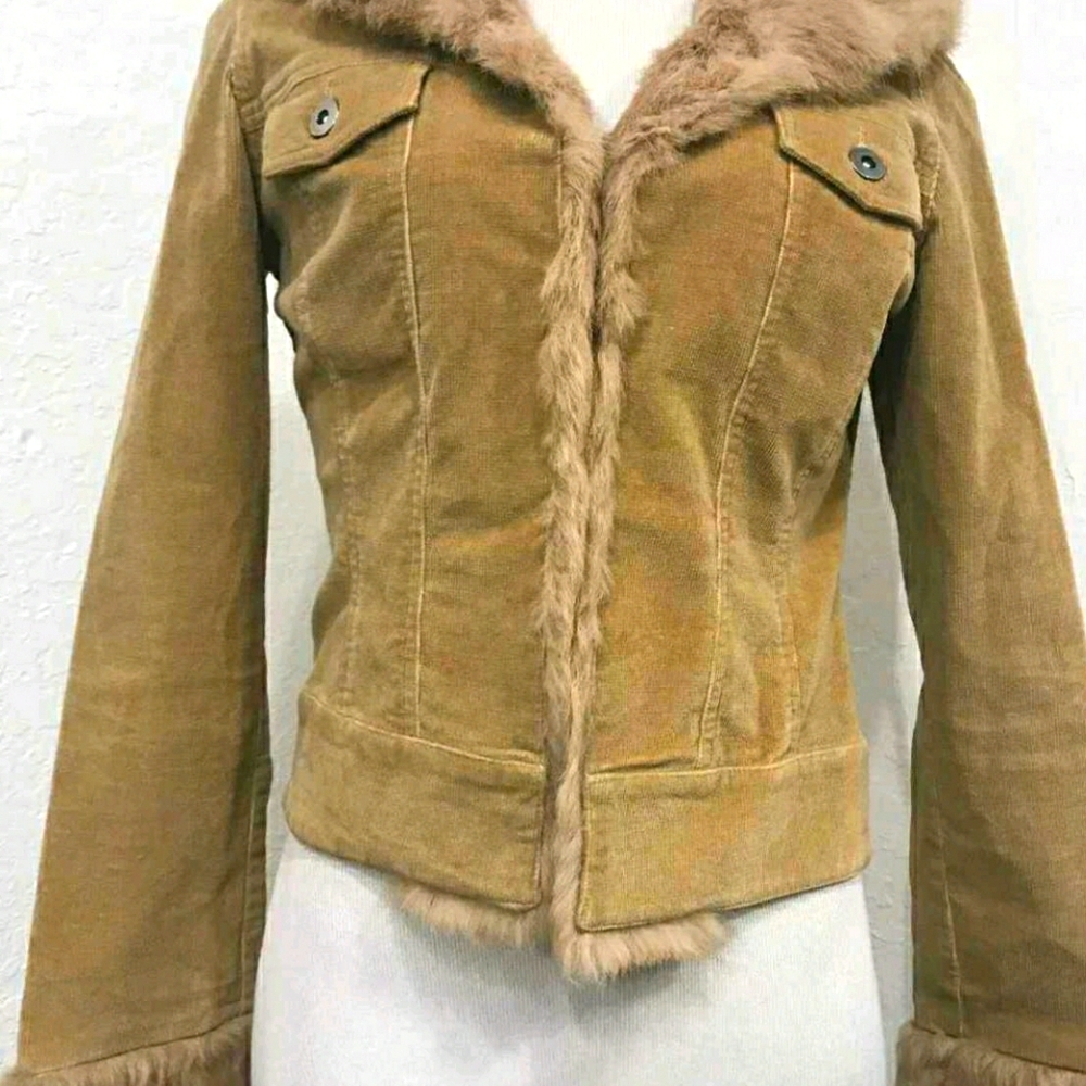 Sheri Bodell Rabbit Fur corduroy Jacket.  Small.